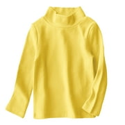 Posijego Kids Shirts Cotton Turtleneck Long Sleeve T-Shirt Solid Color Basic Tee Tops Bottoms for Boys Girls